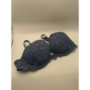 Victoria's Secret Dream Angels Blue Lace‎ Push Up Bra 32C Women's